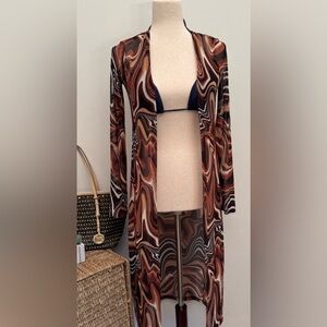 Almost Famous Brown and Black Swim Coverup